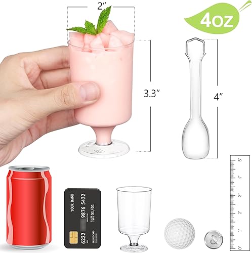 Miniatura 2 de Eupako Mini tazas de postre con cucharas de 4 onzas líquidas  Vasos de plástico transparente para parfait, taza pequeña redonda para aperitivos,