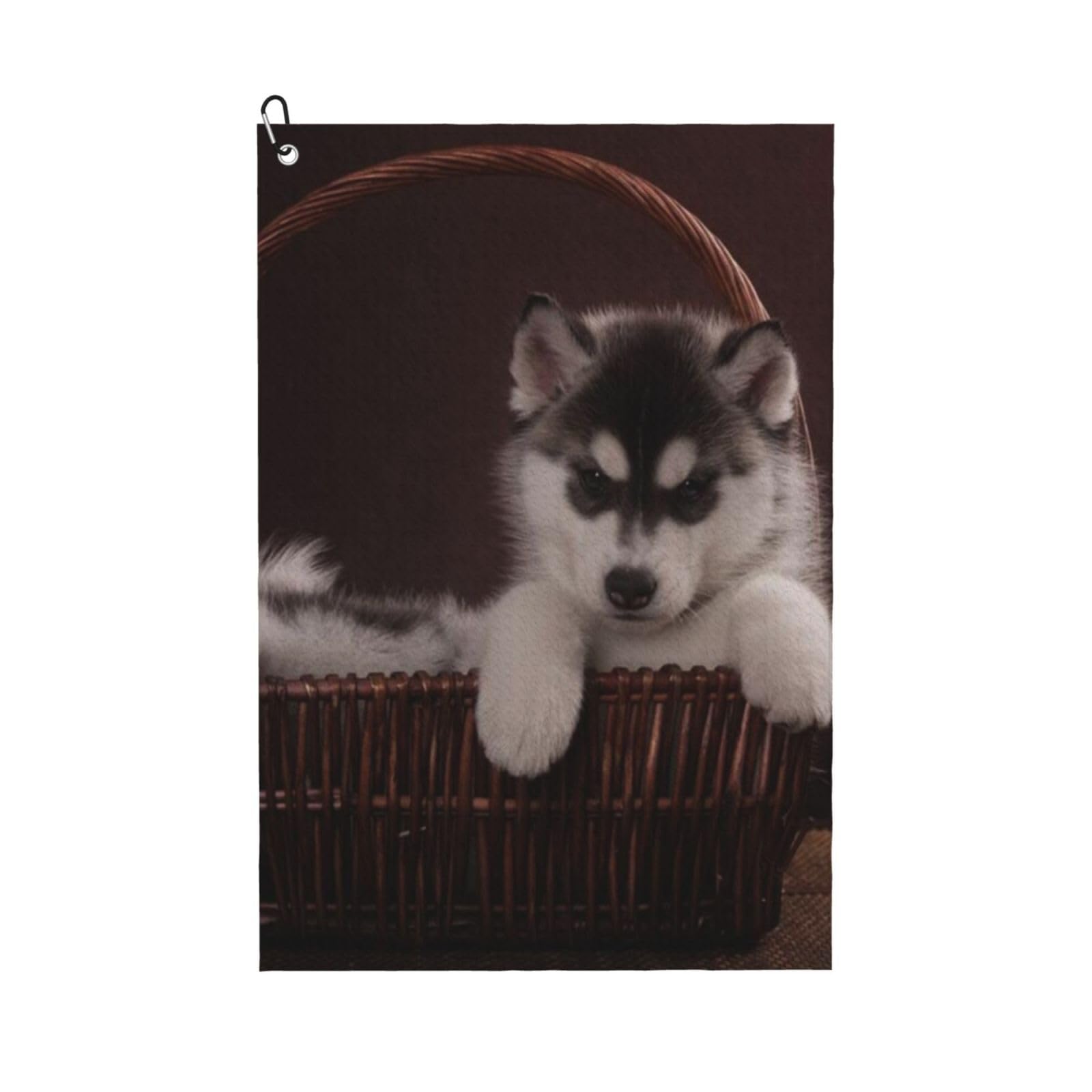 Hnnkloy Dog Husky, 16x24 in Portable Waffle Golf Towels with Carabiner Clip for Golf Bag