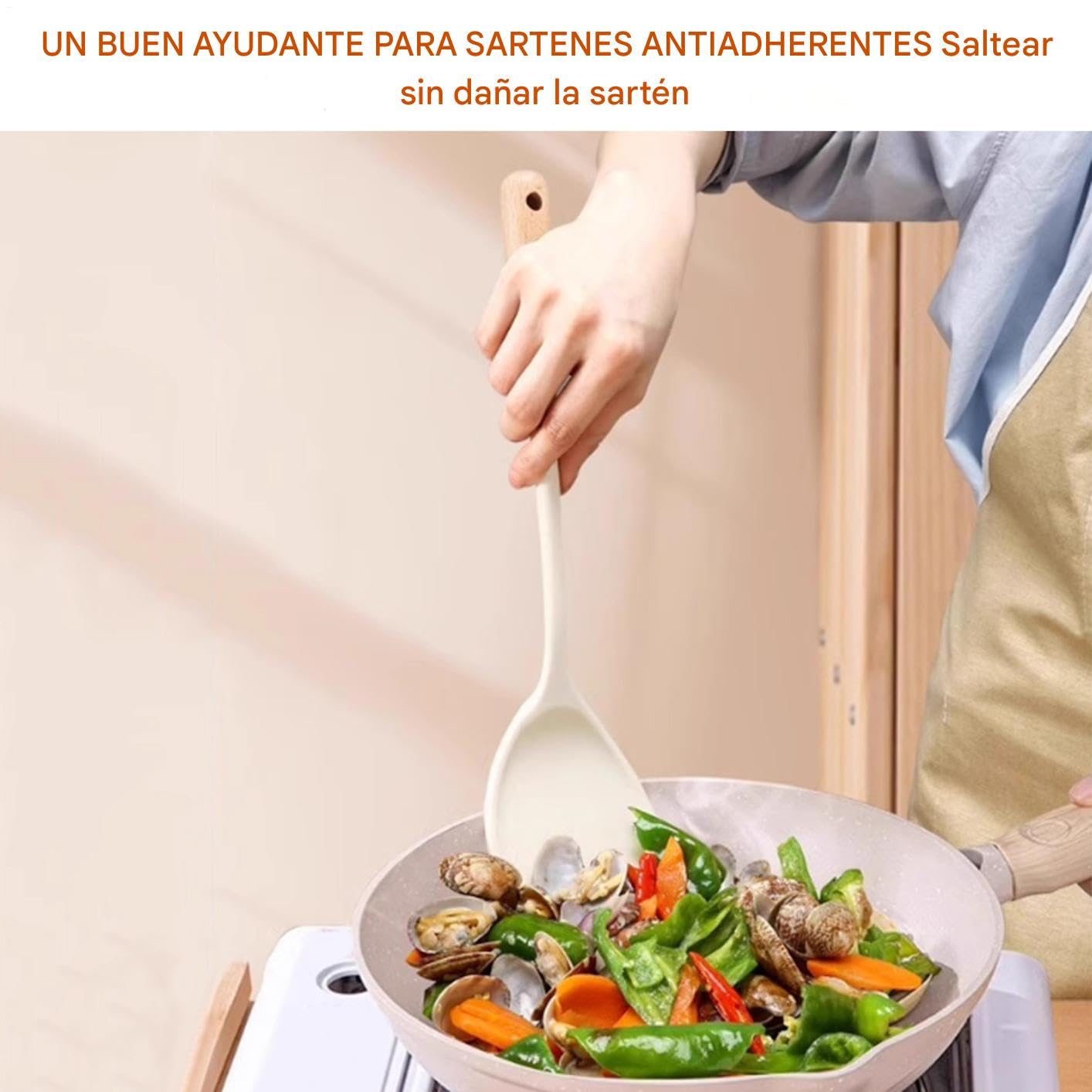 Set espátulas cocina silicona alimentaria antiadherente | Set Utensilios Cocina Accesorios de Alimenticio para Mezclar, Hornear, Freír, Servir, Preparar, y Exterior