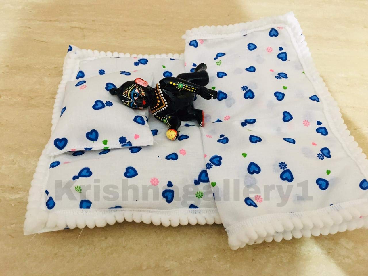 KRISHNAGALLERY1 Religious Laddu Gopal Kanha Ji Cotton Night Bister Polyfill Super Soft Luxury Look Thakur Ji Bister Size 0 To 5 No White, 4 cm, 20 cm