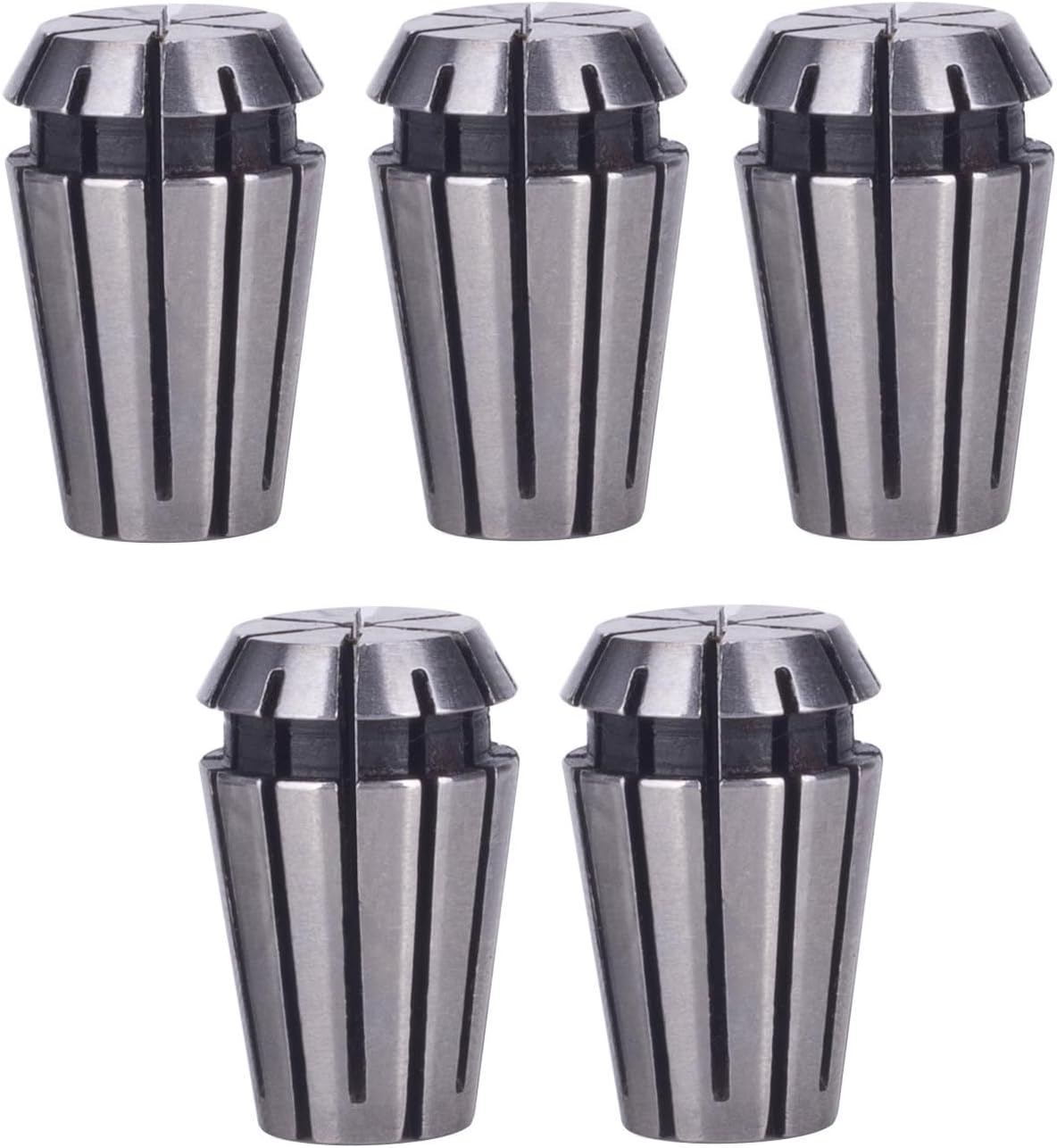 5Pcs ER8 Collet Set, ±0.008mm High Accuracy and High Clamping Force, 65Mn Spring Steel, 8° Taper Precision Spring Collet for Milling Machine or CNC Spindle (1mm (0.5-1mm))