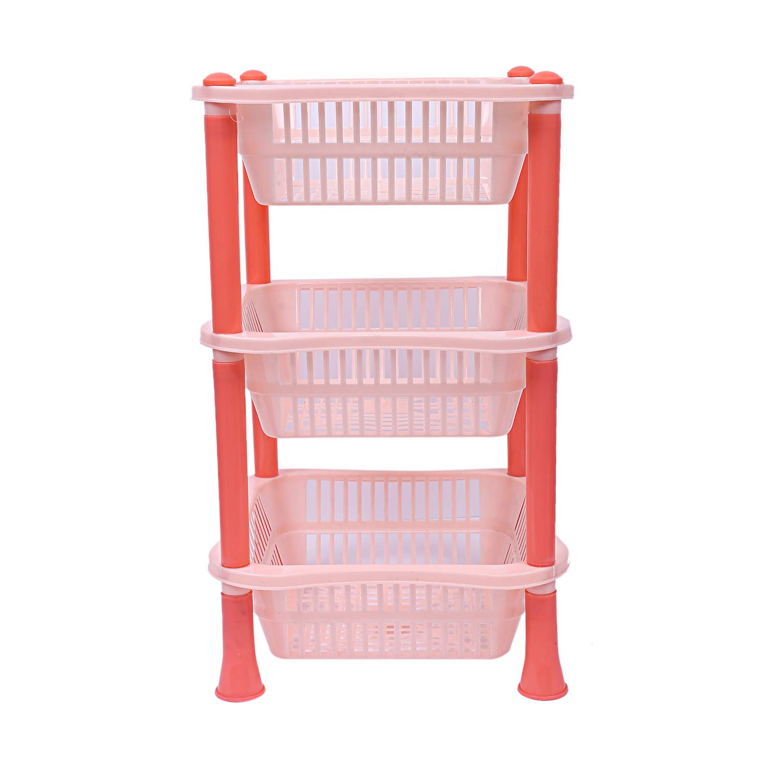 Kuber Industries Plastic 3 Layer Multi-Purpose Kitchen Storage Basket Rack (Beige)-Ctktc13232