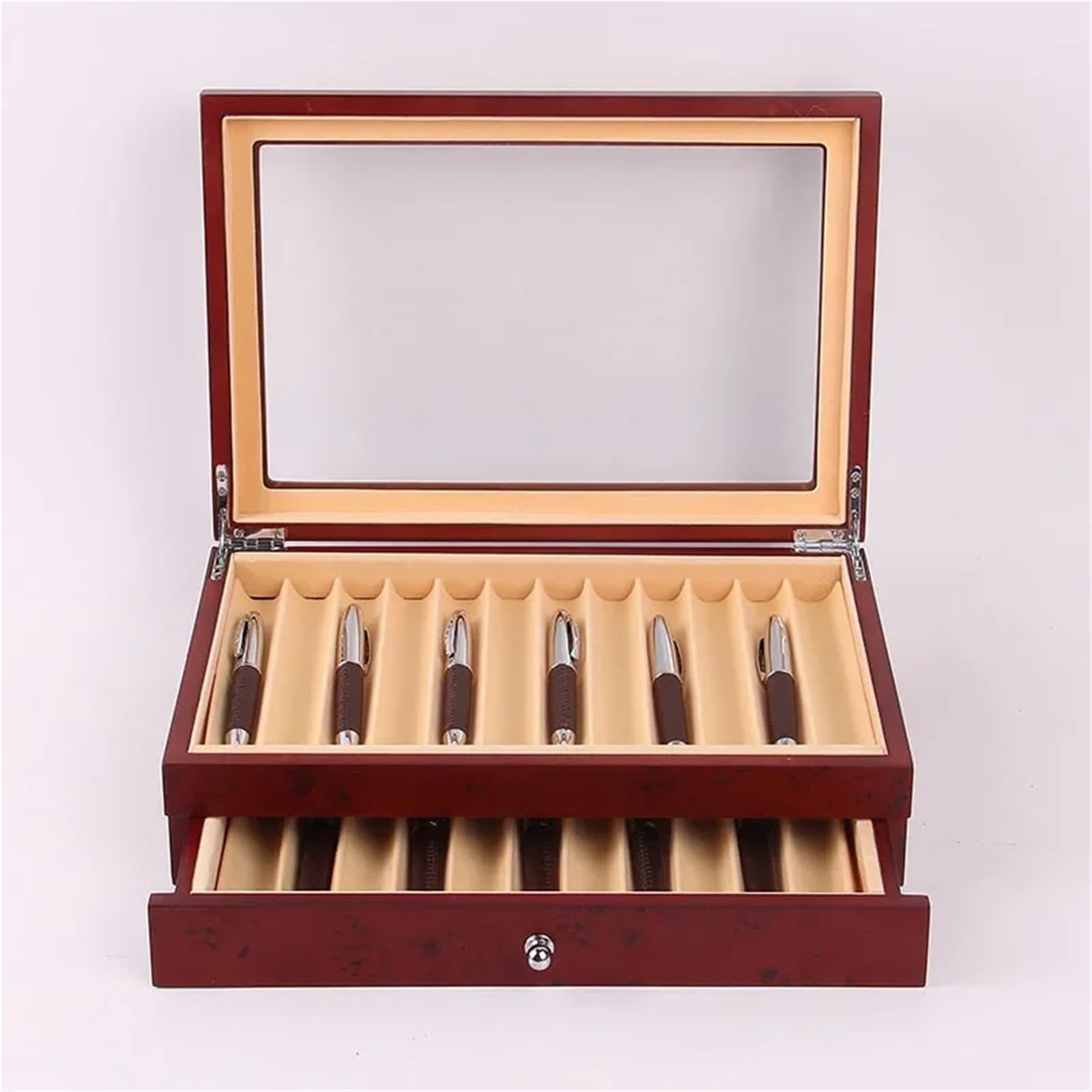 Estuche de madera con ranura for bolígrafo, 12/23/34/78, for exhibir lápices o pluma estilográfica, bonito organizador papelería for la escuela y oficina(Black-23 pens)