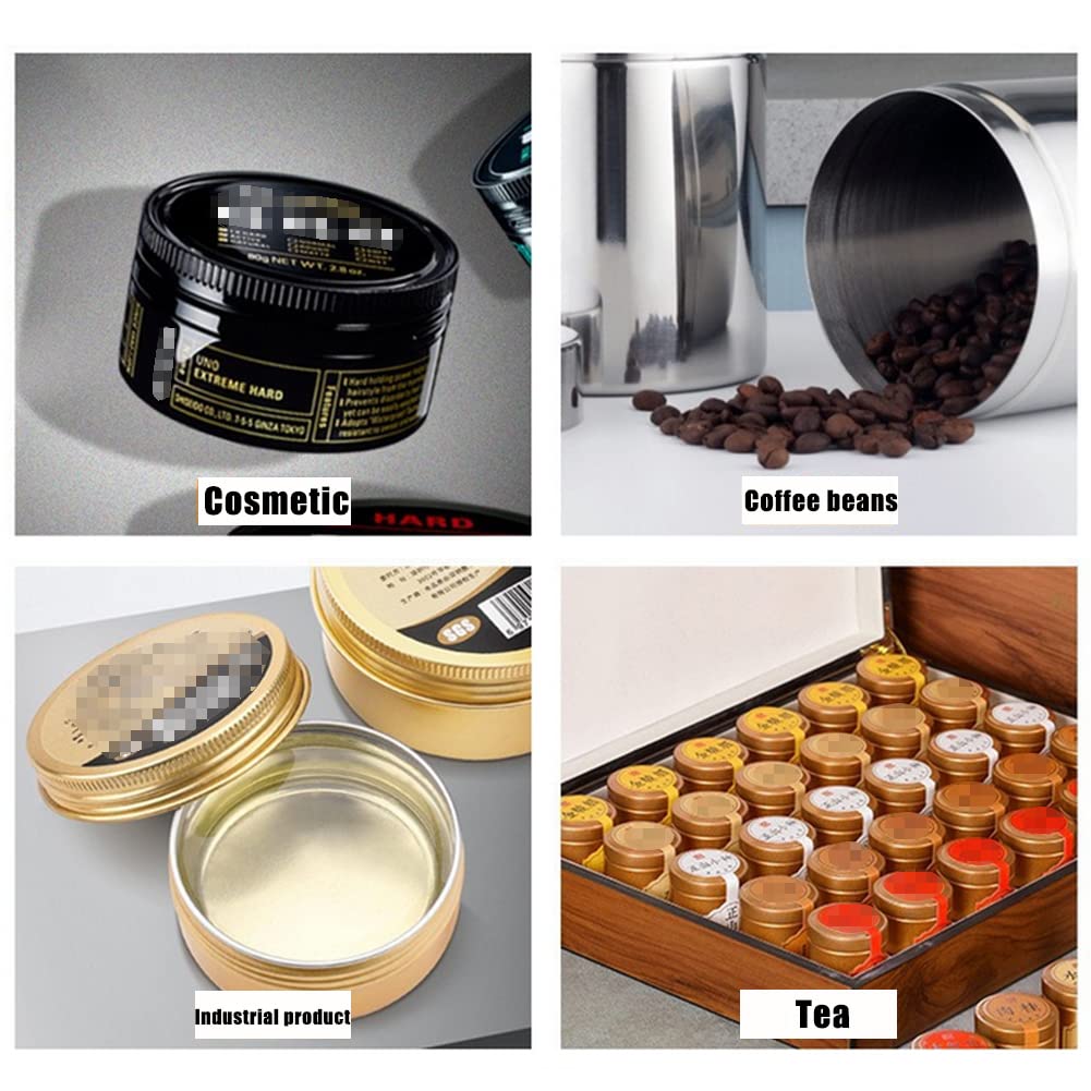 TOPWEL 6PCS 150ml/5oz Empty Aluminum Tins Jars Round Aluminium Cans Boxes with Screw Lids Cosmetic Sample Storage Containers Pots for DIY Crafts Candle Spices Lip Balm (Black) - Image 4