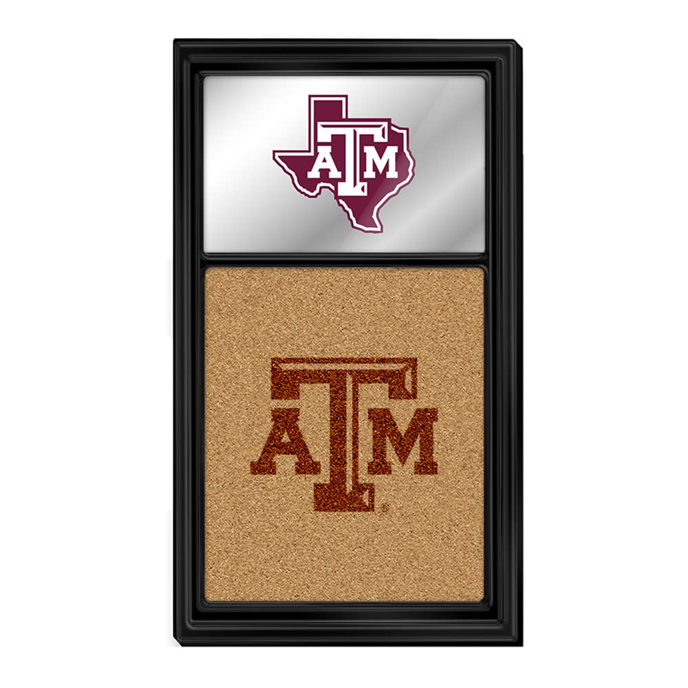 The Fan Brand NCAA Texas A&M Aggies - Texas Dual Logo - Mirrored Cork Note Board - Sports Team Bar Sign Décor: Home, Dorm, Garage, Office, Fan Cave