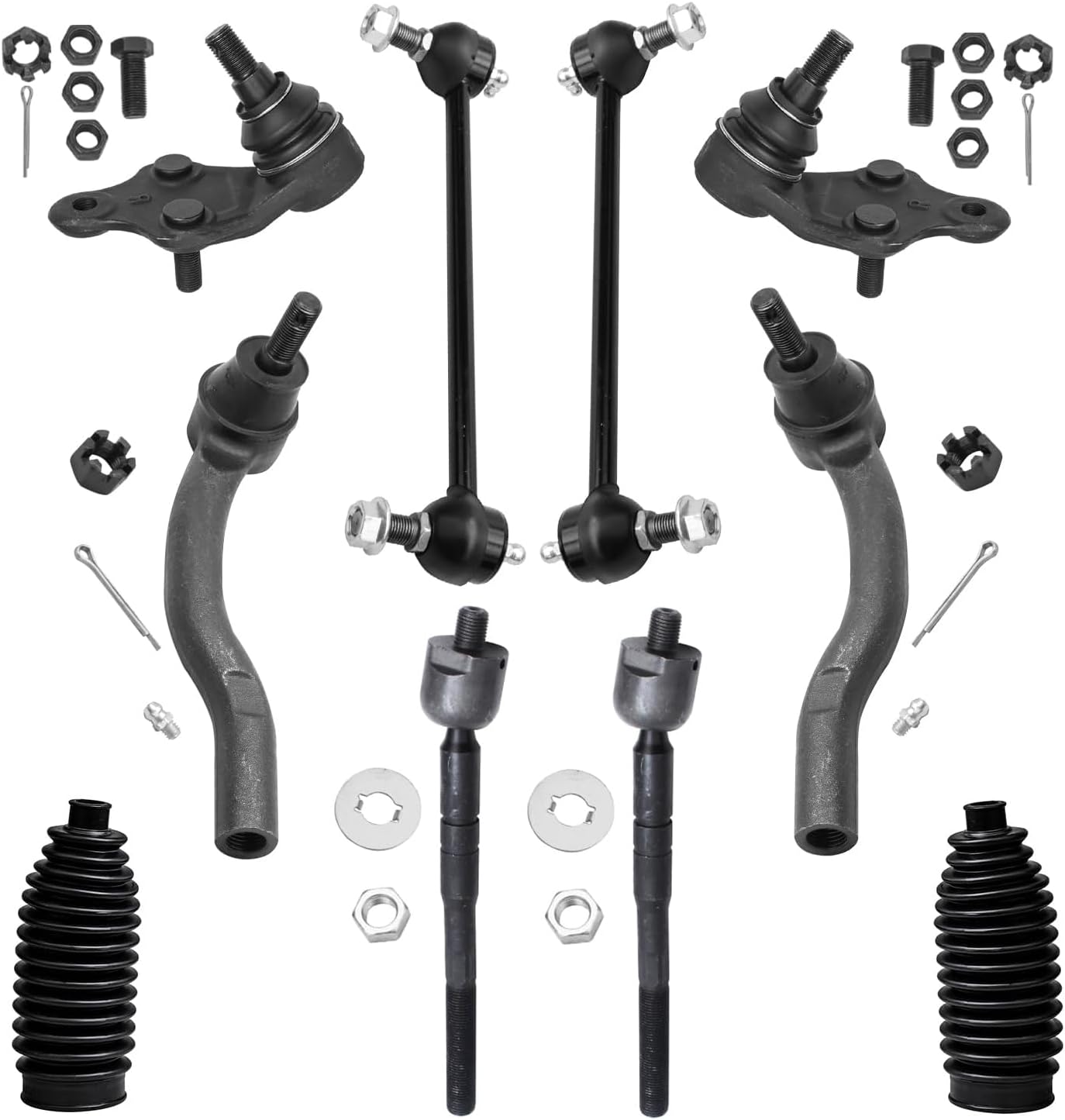 Detroit Axle - Front 10pc Suspension Kit for 07-11 Toyota Camry USA Built, 4 Outer & Inner Tie Rod Ends 2 Sway Bars 2 Ball Joints 2 Boots 2007 2008 2009 2010 2011 Replacement
