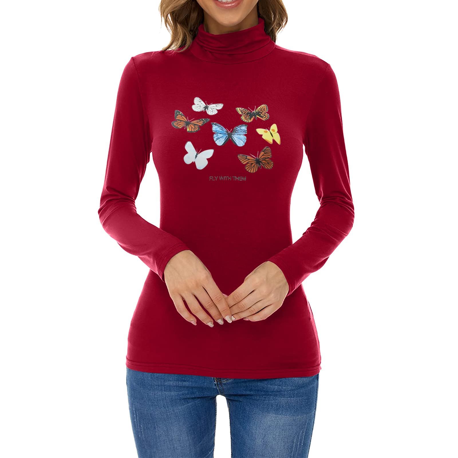 Women's Semi-High Collar Top Shirt Solid Color Printed Autumn And Winter Base Coats Warm Coat Inside Warm Top Fashion Tops