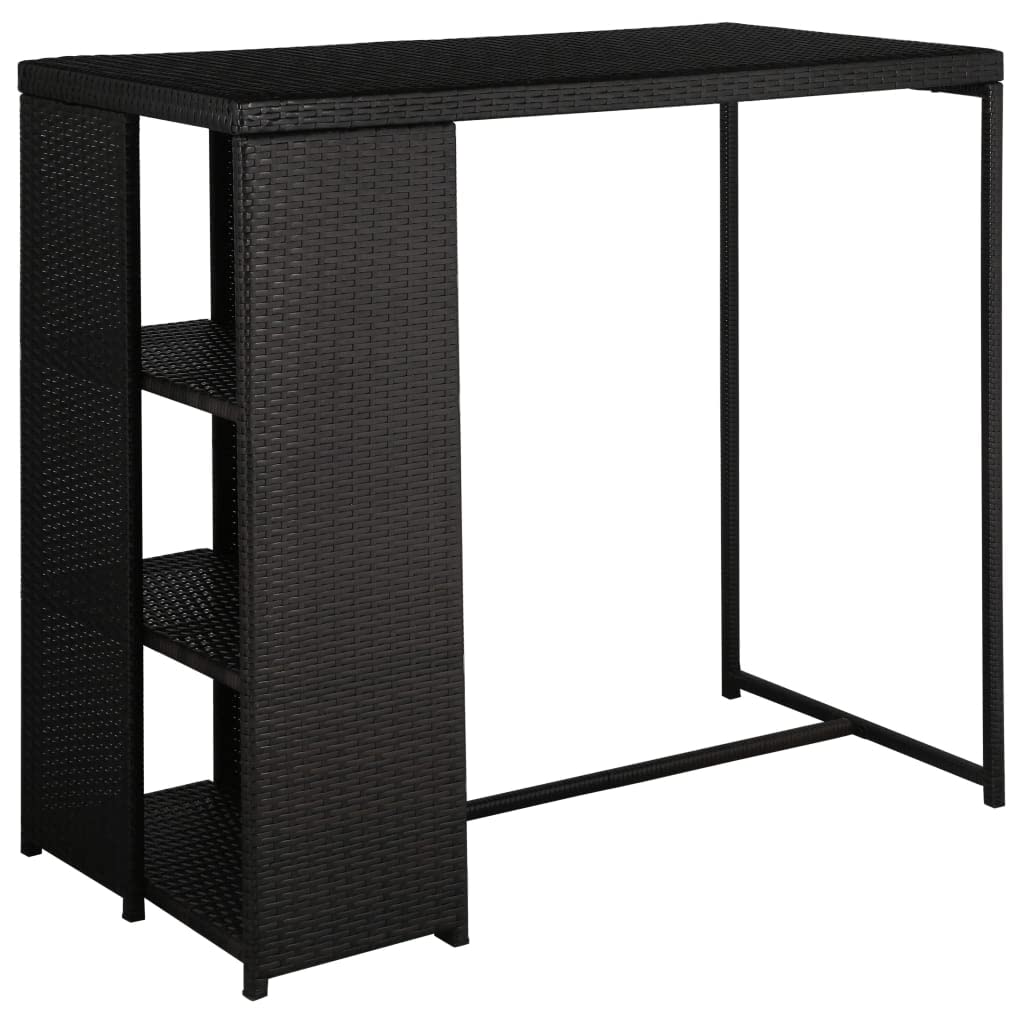 Ensemble de Bar de Jardin Noir Résine Tressée 5 Pièces avec Coussins