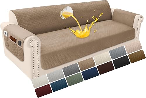 Miniatura 29 de Funda de terciopelo 100 % impermeable para perros, funda de sofá lavable para sofá de 3 plazas, juego de fundas acolchadas y antideslizantes con