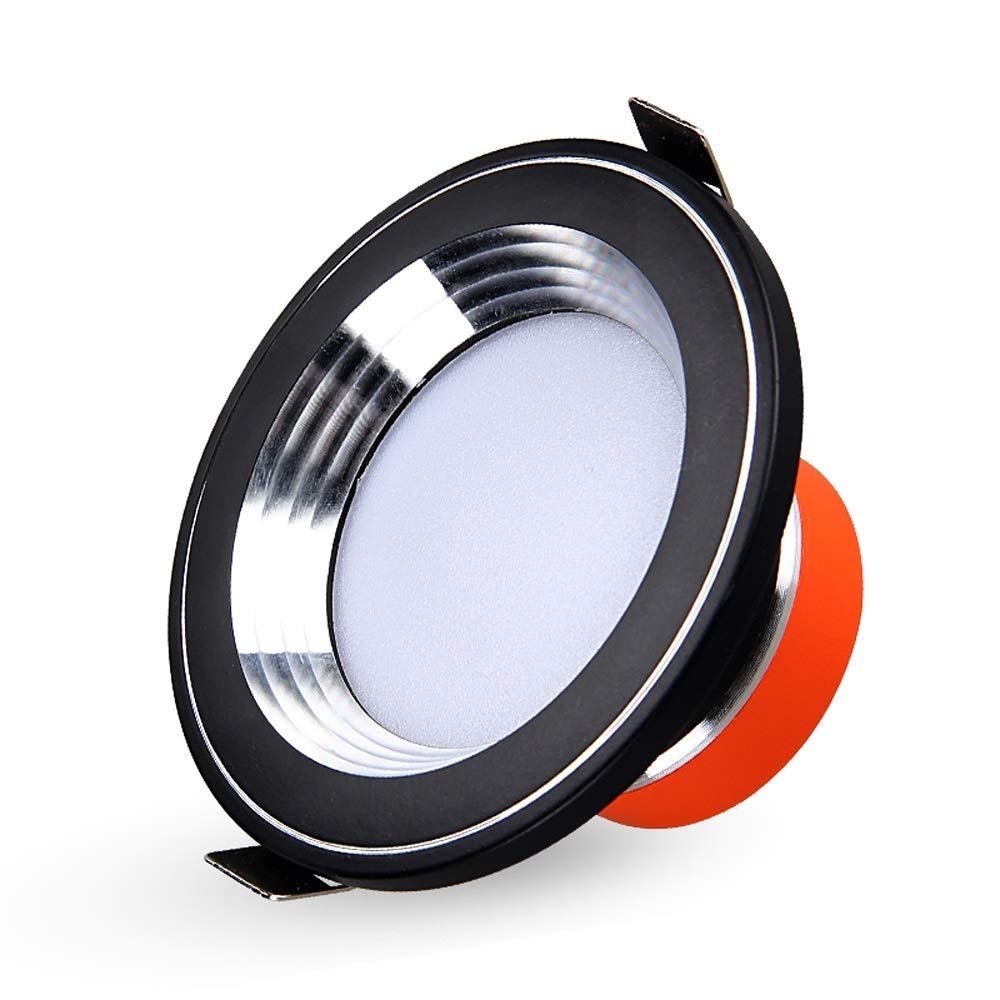 YNBSHGAA Recessed Aluminum LED Recessed Downlight, Embedded Integrated Spotlight Grille Panel Ceiling Light, Black Downlights Super Bright Spotlights Integrated,0-6000k White Light-3W