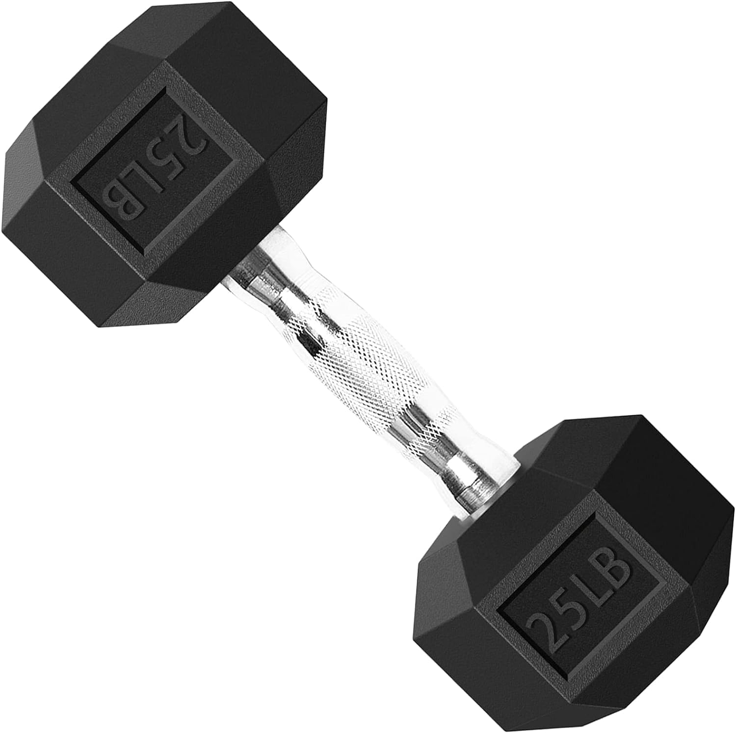 Balelinko Hex Dumbbells Free Weights Set with Metal Handles Rubber Encased Solid Cast Iron Hex Dumbbell in Single, 25 LBS