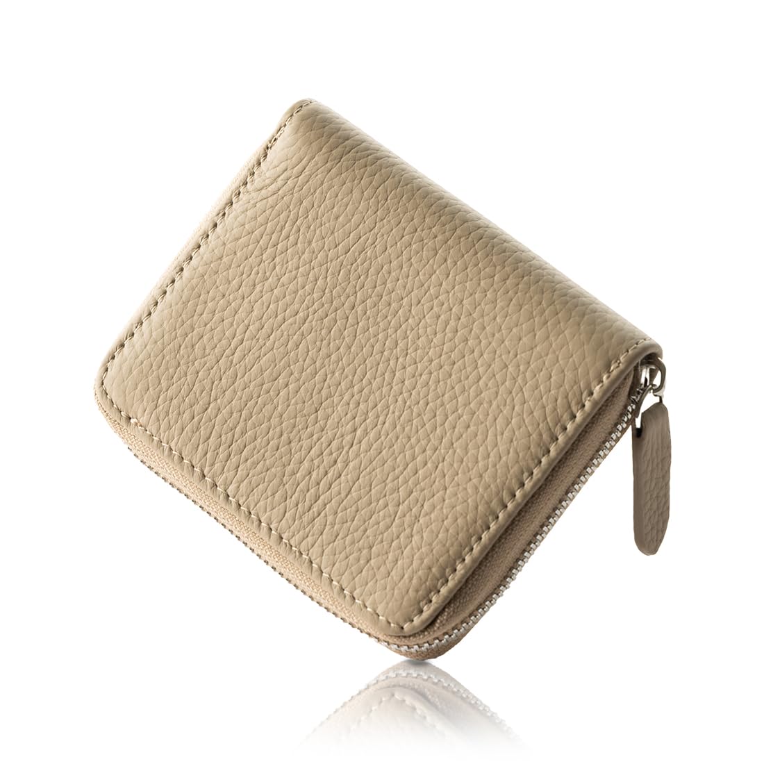 PURCHIC Mini Wallet, Bi-Fold Wallet, Genuine Leather, Women's, Compact, Lightweight, Slim, RFID Blocking, Prevents Bill Folding, beige, (greige) : Clothing, Shoes & Jewelry