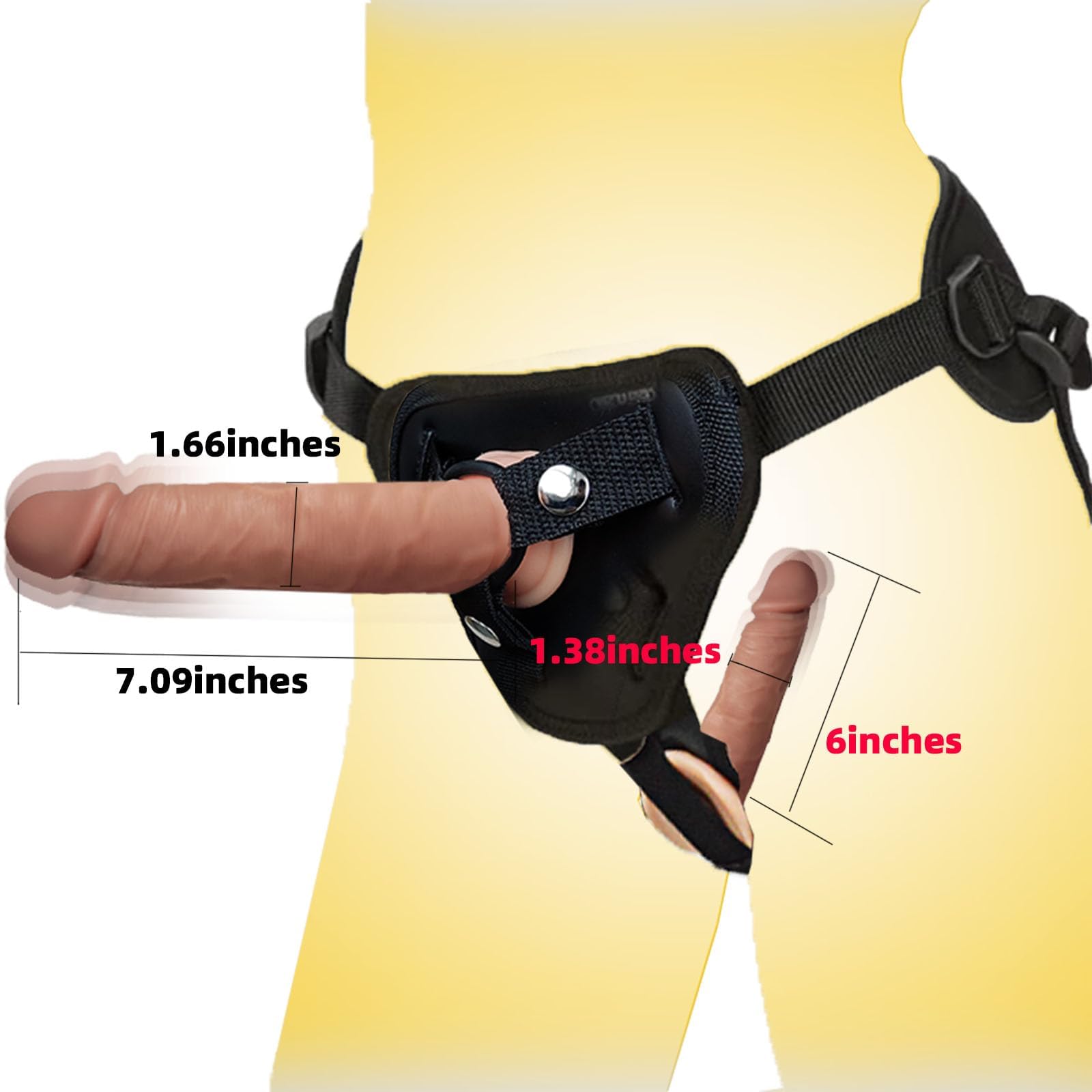 Strap On Dildo Silicone per Donne 2 Dildos Rimovibili con Vibratore G-Spot Regolabile per Lesbo e Coppie, Design Doppio per Piacere Simultaneo