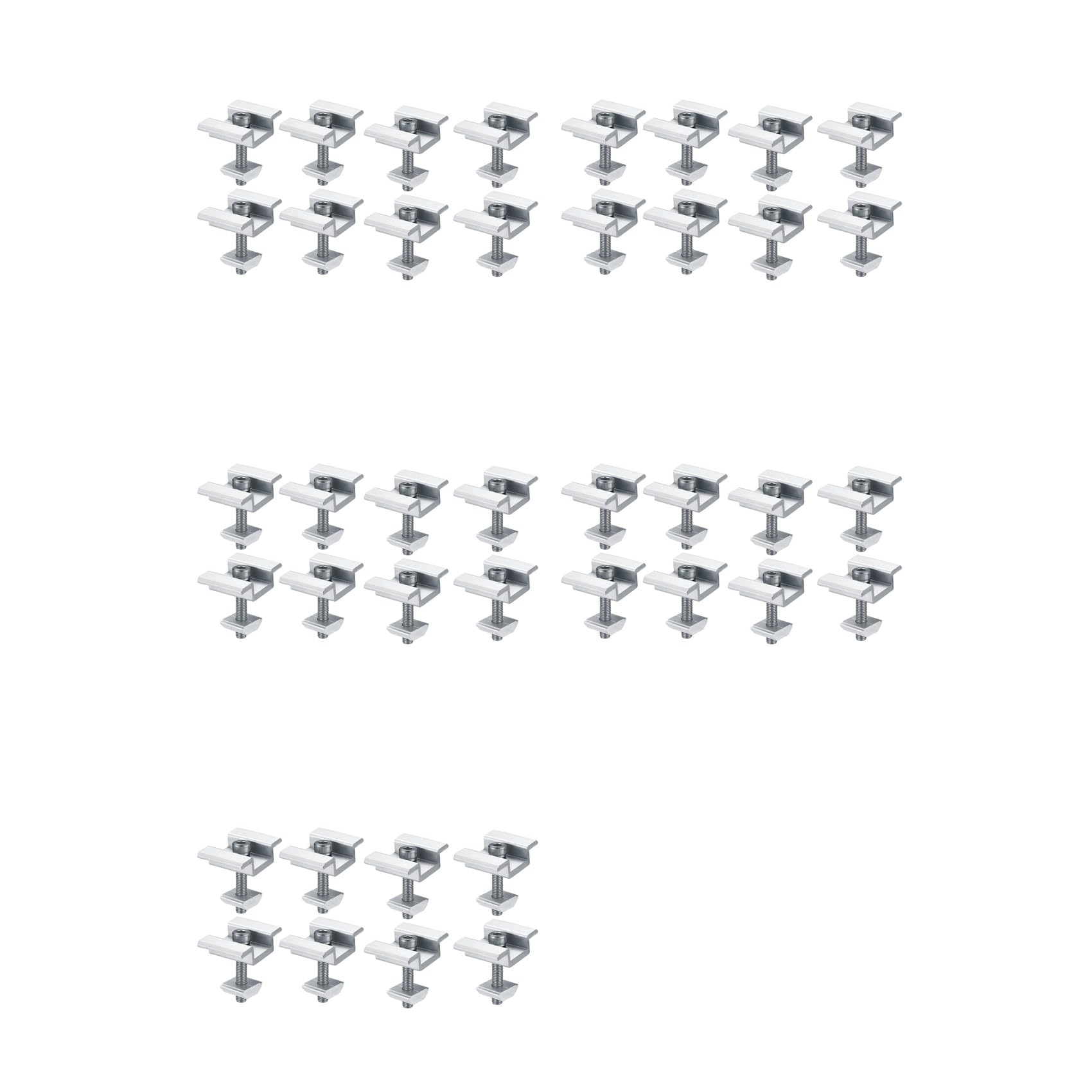 Confezione da 40 Staffe di Montaggio per Solari, Morsetti Terminali per Solari, Morsetti Centrali, per Modulo Solare per Solari Fotovoltaici da 30 Mm