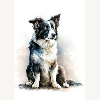 犬 コリー犬 水墨画 水彩画 色紙絵 アート 絵画 木製額縁 額装 美術 芸術 犬 コリー犬 水墨画 水彩画 色紙絵 アート 絵画 木製額縁 額装