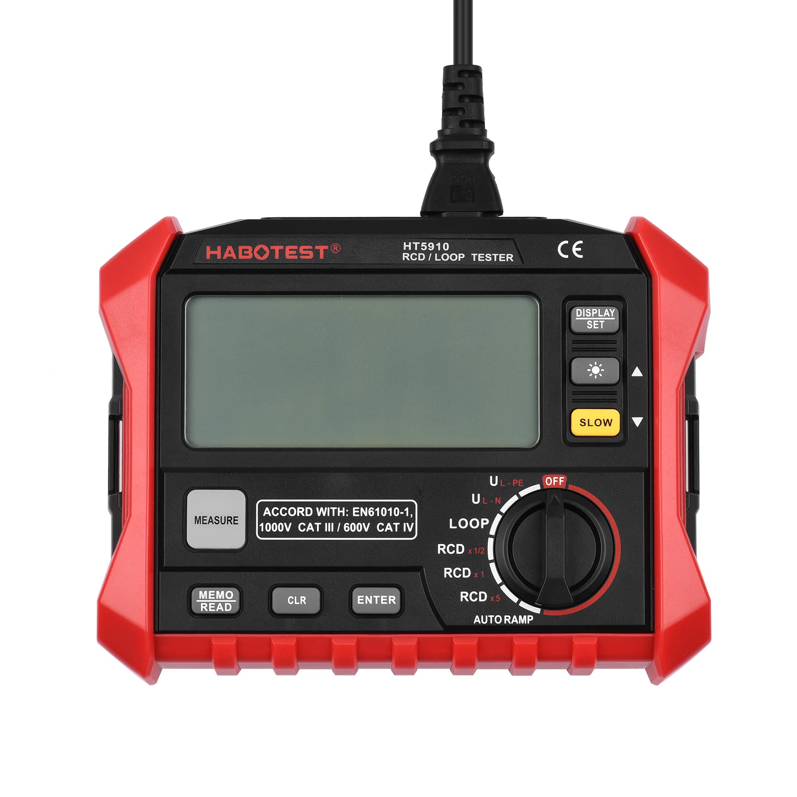 Irfora HT5910 Medidor de Resistencia Digital LCD de 4,7 Pulgadas Probador de Interfaz a Tierra RCD/Probador de Bucle 1000 Almacenamiento de Datos Megohmímetro Voltímetro con Retroiluminación