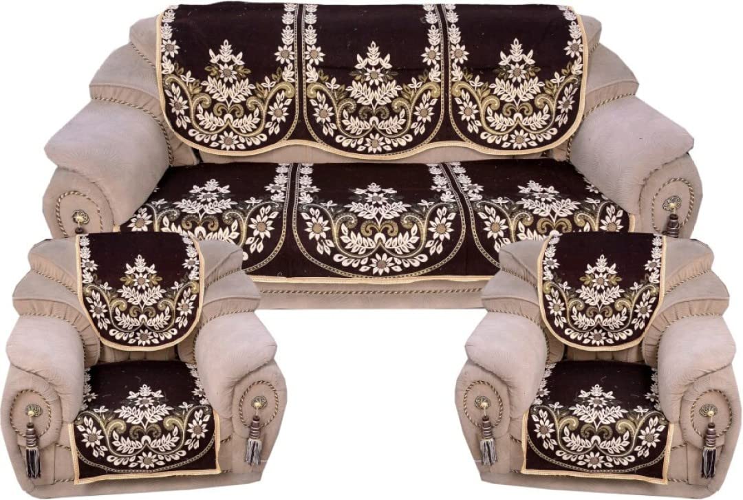 Kk Home Store Decor Exclusive Royal Look Cotten Sofa Cover Set with Heavy Fabric 210 TC Floral Design 5 Seater Sofa Cover -| Set of 10 Piece |-Coffee Colour (Coffee) (B09JY7HJ9N) Amazon Price History, Amazon Price Tracker