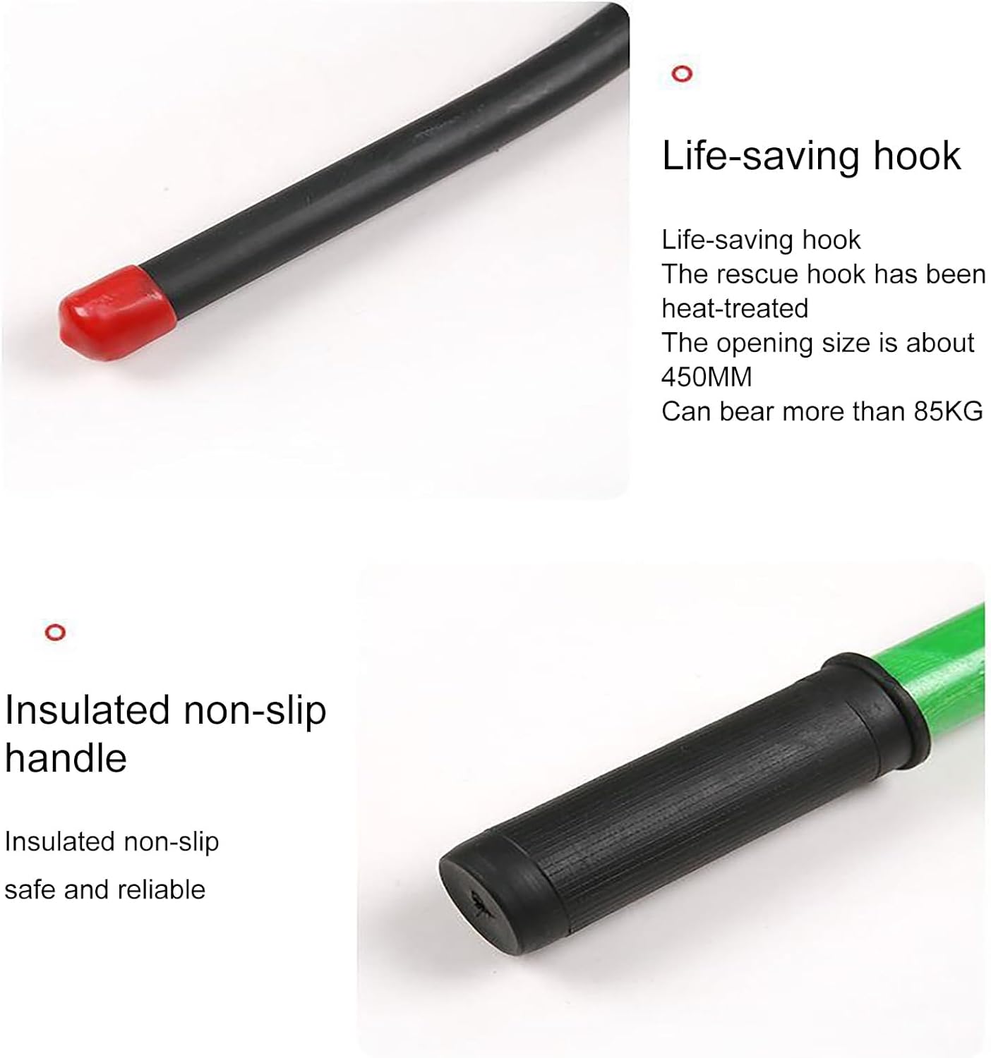 Electrical Safety Rescue Hook, Insulated Rescue Hook Multicolor 1/2/3 Meter Pack of 1(Yellow,1m/3.2ft)