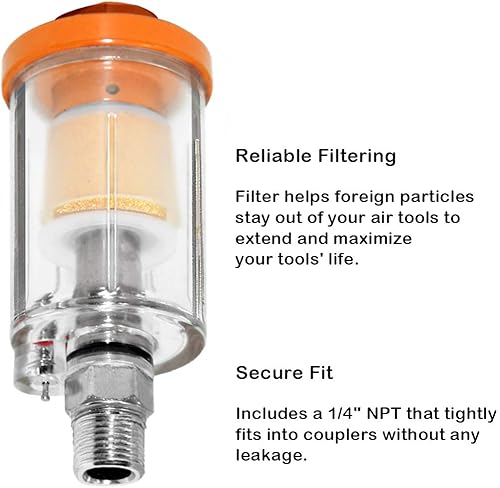 Miniatura 2 de beduan Filtro separador de aceite de agua, filtro NPT macho y hembra de 14 de pulgada para pistola rociadora de rosca NPT para compresor de aire,