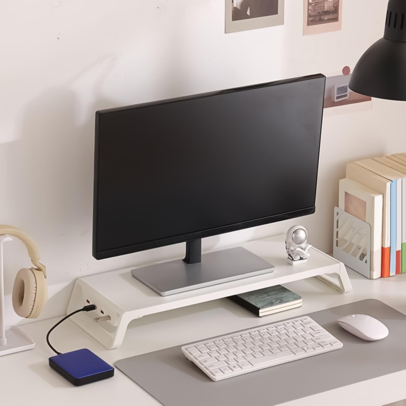 Stojąca podstawka pod monitor Organizer Na Biurko Z Półką, Akcesoria | Drewniany Organizer Pod Monitor PC do biura, domu, szkoły, mieszkania, akademika, jak również do nauki i