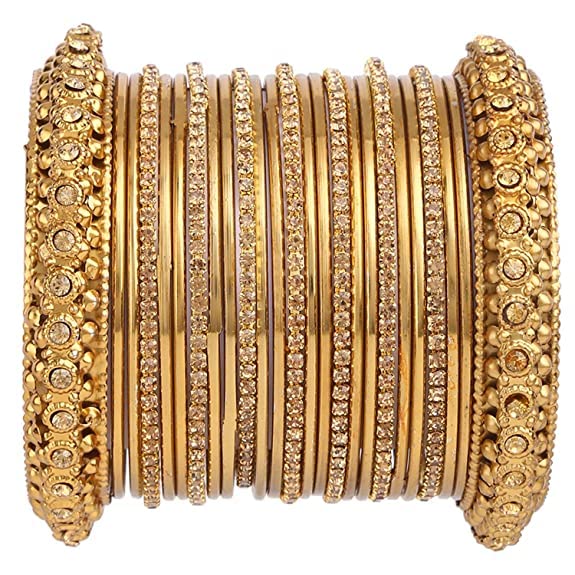 T4 Jewels 18k Gold Plated Oxidised Metal Bangles Set For Women & Girls_Oxiset_2.6 (B0BR63VKZ8) Amazon Price History, Amazon Price Tracker