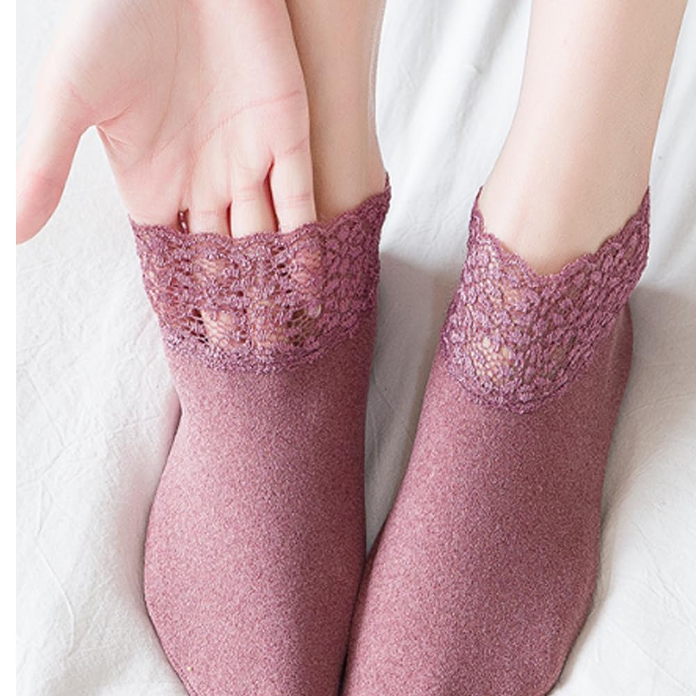 Fashion Lace Warmer Socks,women Fall Winter Ruffle Soft Warmer Socks with Lace Frilly Trim, Non Slip Short Ankle — view 2