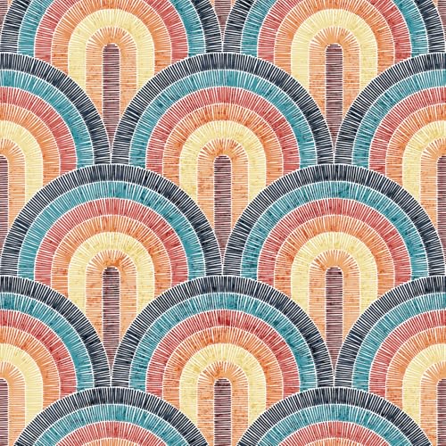 Livelynine Papel Pintado Autoadhesivo Pared Geometrico Colores Papel Pintado Pared Dormitorio Salon Bohemio Naranja Amarillo Vinilos para Muebles con Dibujos Arcoiris Abstracto Armario 44.5CMx2M