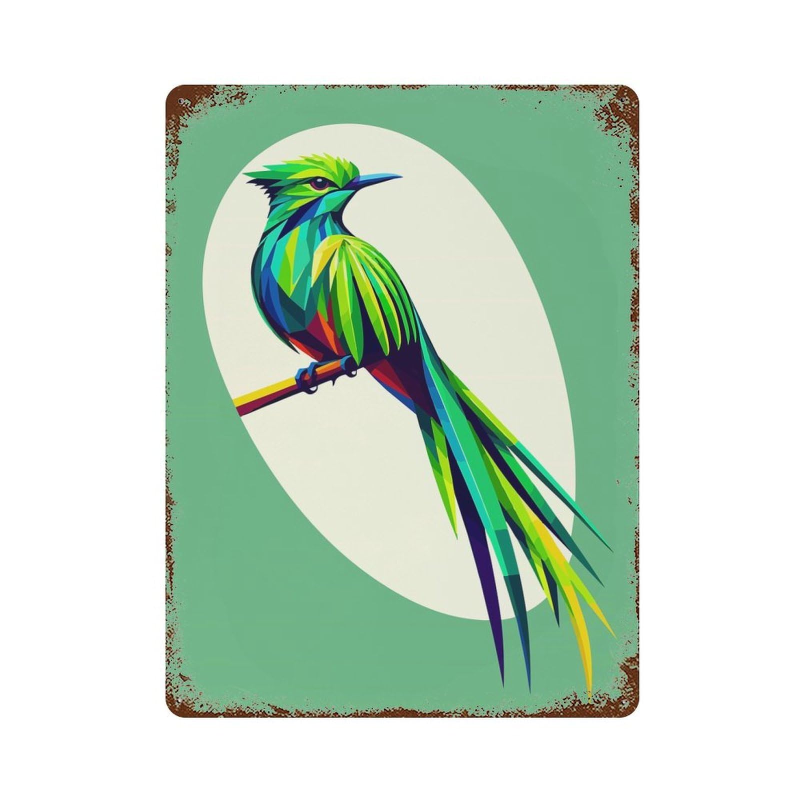 Rust Effect Quetzal Wpap Pop Art Decorative Tin Sign 15.7"x11.8", Vintage Wall Decor for Farmhouse, Kitchen And Entryway Decor