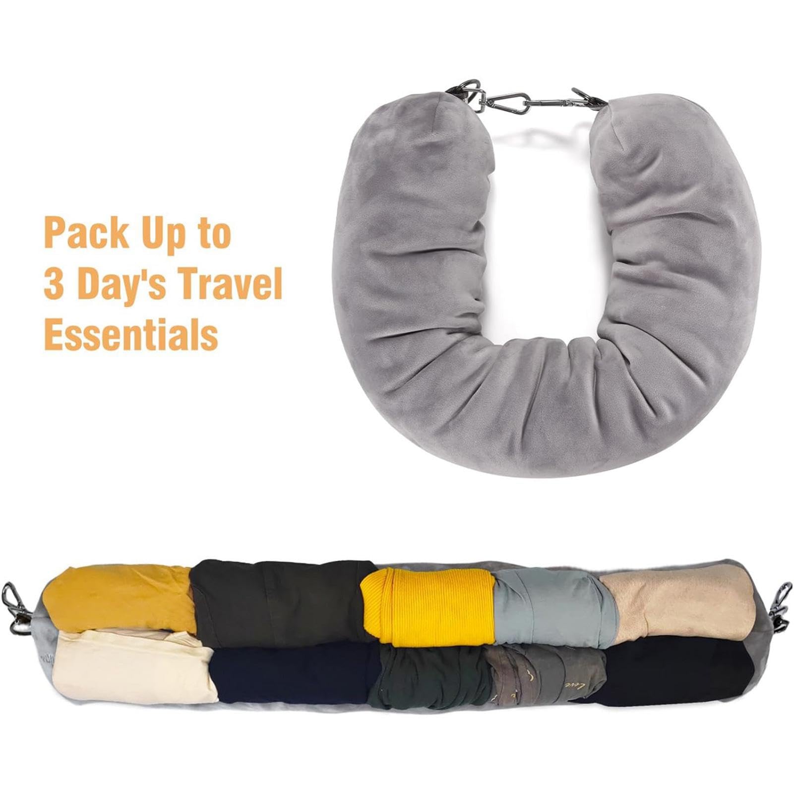 Borsa portaoggetti da viaggio per cuscino da collo, in velluto, morbida, per viaggi, imbottita, con cerniera, borsa portaoggetti portatile multifunzione, senza riempimento, per treno, aereo