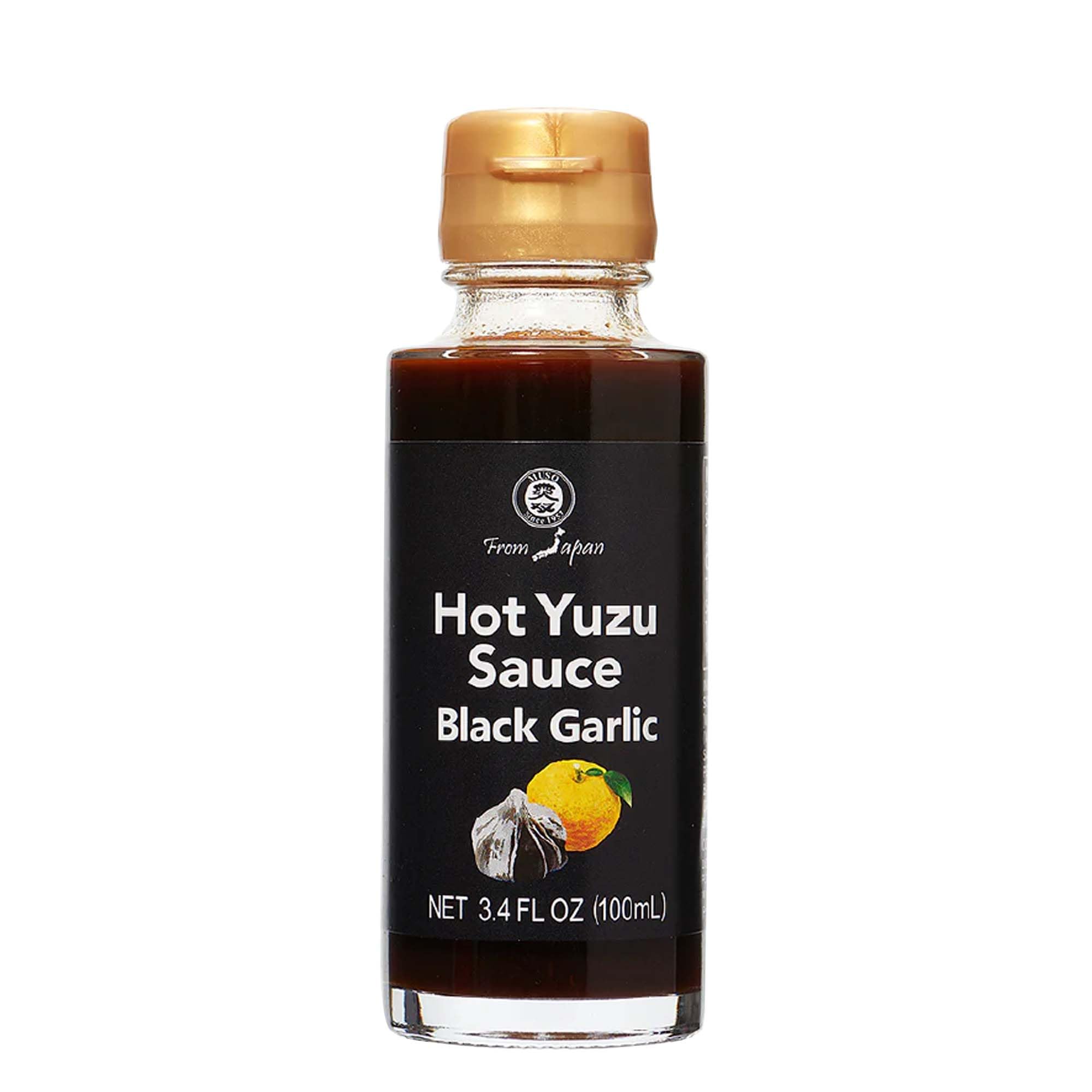 Muso from Japan - Hot Yuzu Sauce Black Garlic - Bold Flavor, Vegan and Gluten-Free - 3.4 Fl Oz