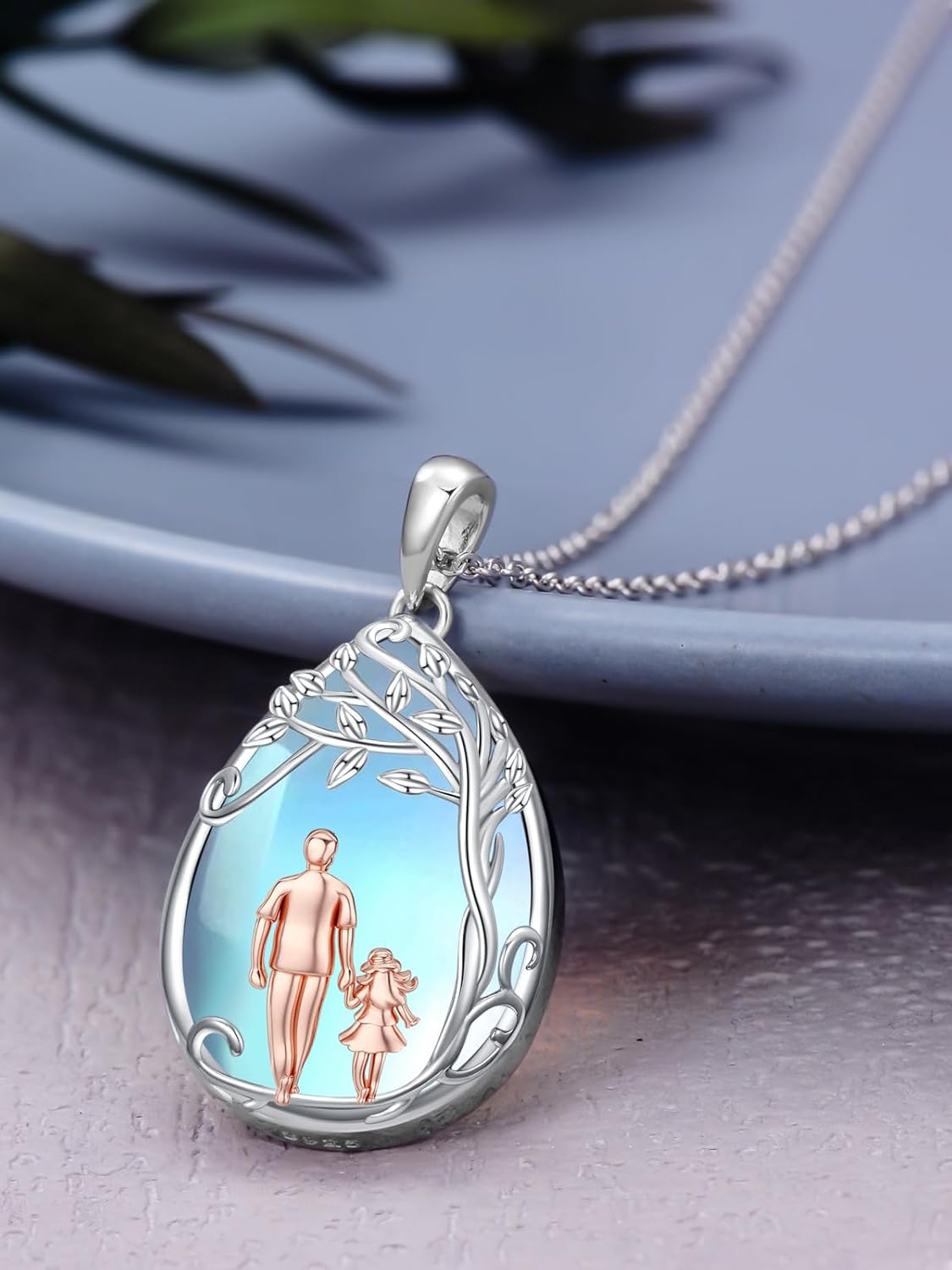 Dorunmo Father Daughter Necklace 925 Sterling Silver Family Necklace Daughter Christmas Jewelry Gifts for Her - Image 3