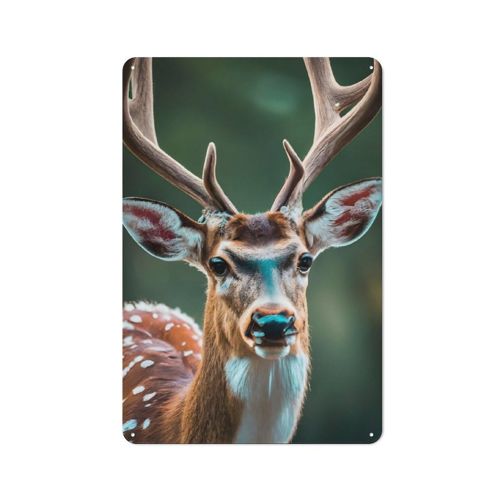 Vintage Metal Sign 30x20cm Featuring Deer in Forest, Home Bar Decor for Cafe, Pub, Workshop Or Home Bar