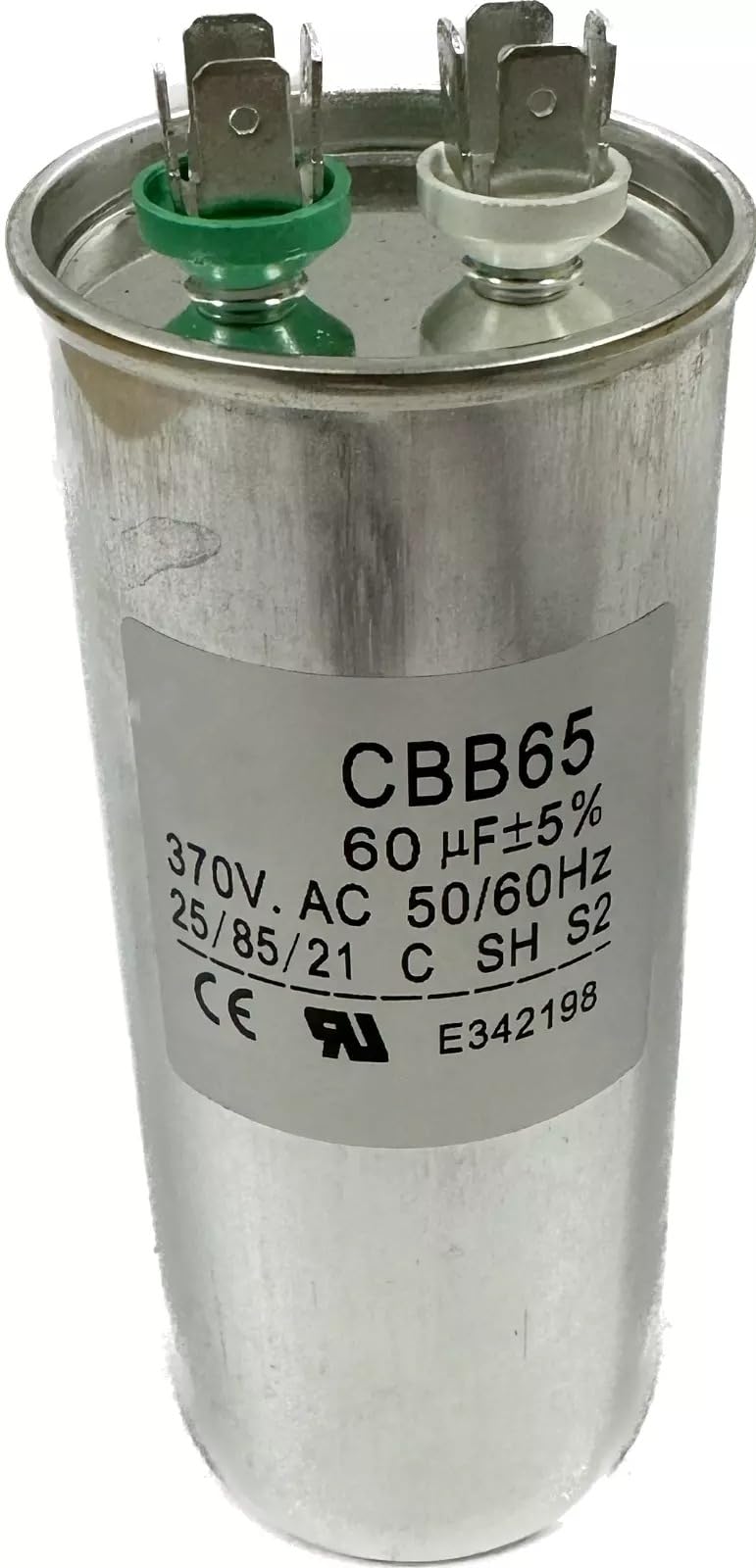 Replacement for Dometic Duo-Therm RV Air Condit Capacitor 3100248.677 60+5 mfd Dimensions 2-1/2"Diam. x 4-1/4"Tall Body Height 3-7/8" 370V AC