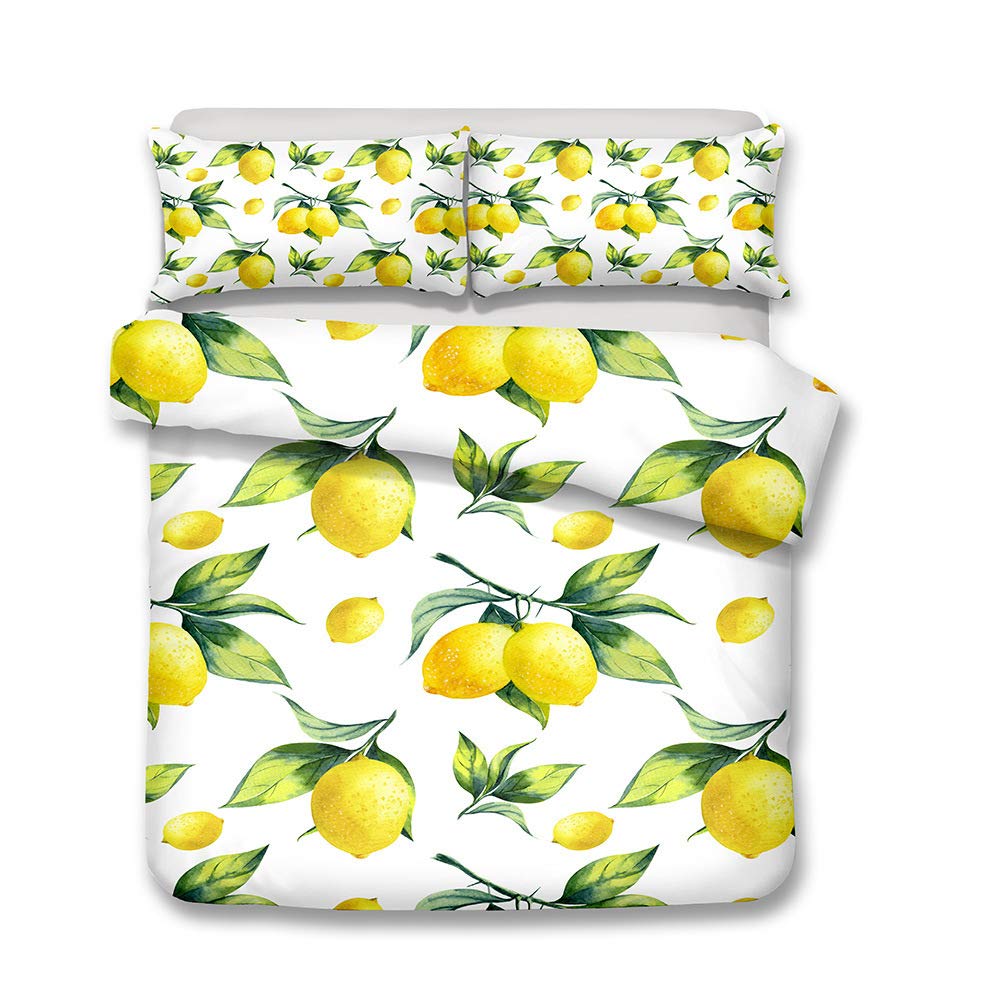YAHAO Reversible Printed Duvet Cover Set - Fruit Pattern Bedding - Ultra Soft Hypoallergenic Microfiber Quilt Cover Sets,F-Sing