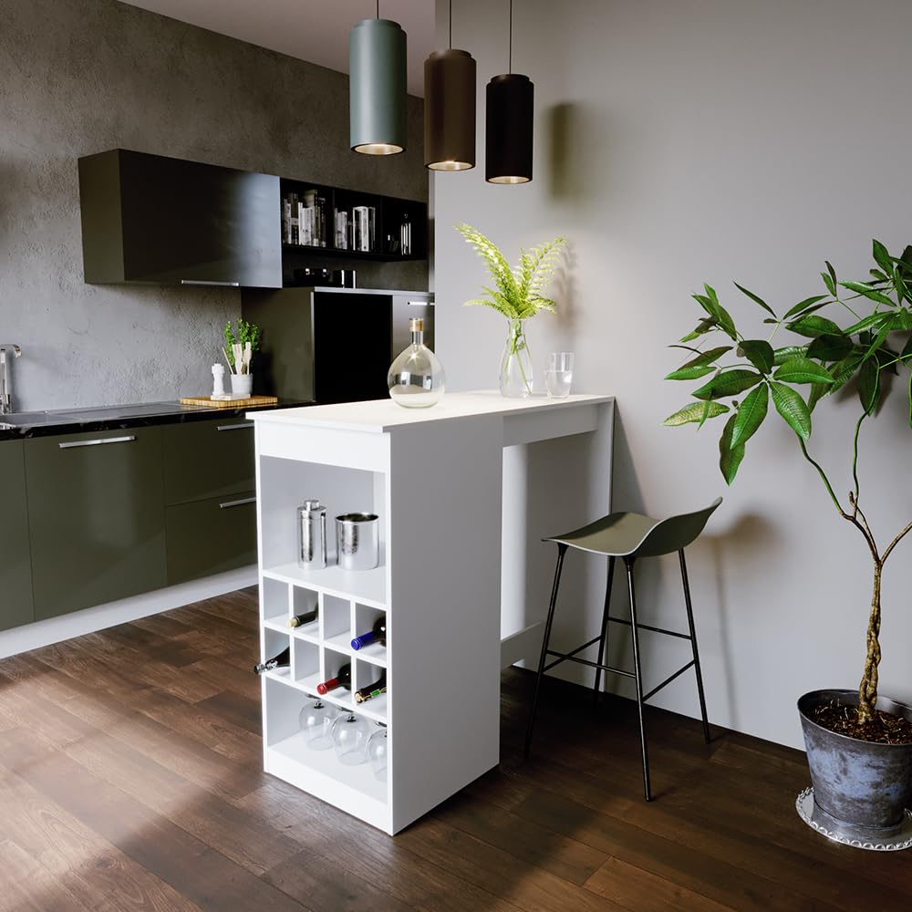 Vicco Tavolo bar alto Ross, Bianco, 115 x 50 cm