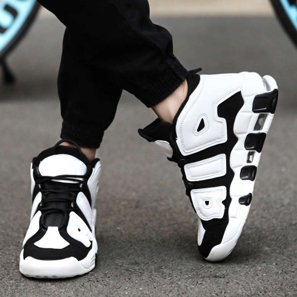 Sneaker Herren Damen Retro Skateboardschuhe Laufschuhe Turnschuhe mit Luftpolster Walkingschuhe Studenten Anti-Rutsch leichter Jungen Mädchen Basketballschuhe modisch Sportschuhe (Schwarz Weiß 2,36)