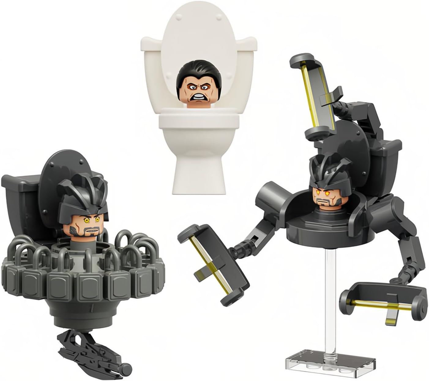 Bentex Toilet Building Set, G-Man Toilet Man Cameraman Game Model Toys Ideas Collectible Building Bricks Birthday Gift for Adults Fans(3 PCS)
