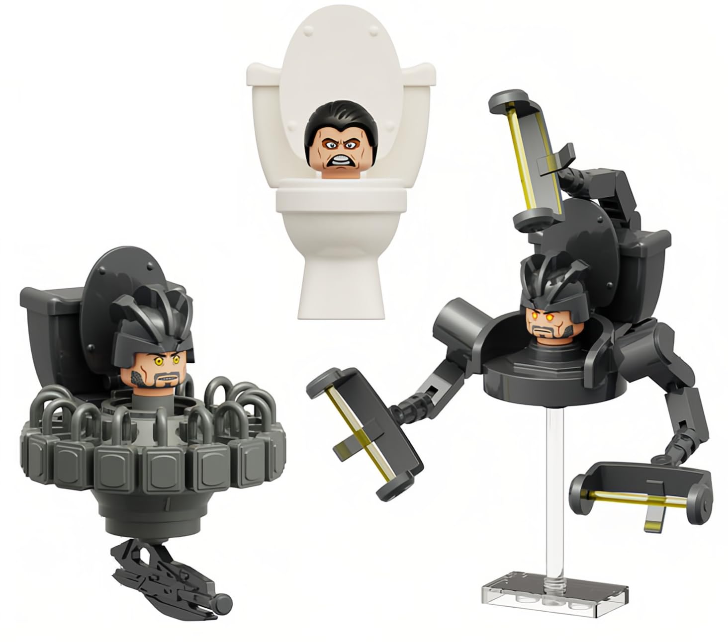Toilet Building Set, G-Man Toilet Man Cameraman Game Model Toys Ideas Collectible Building Bricks Birthday Gift for Adults Fans(3 PCS)