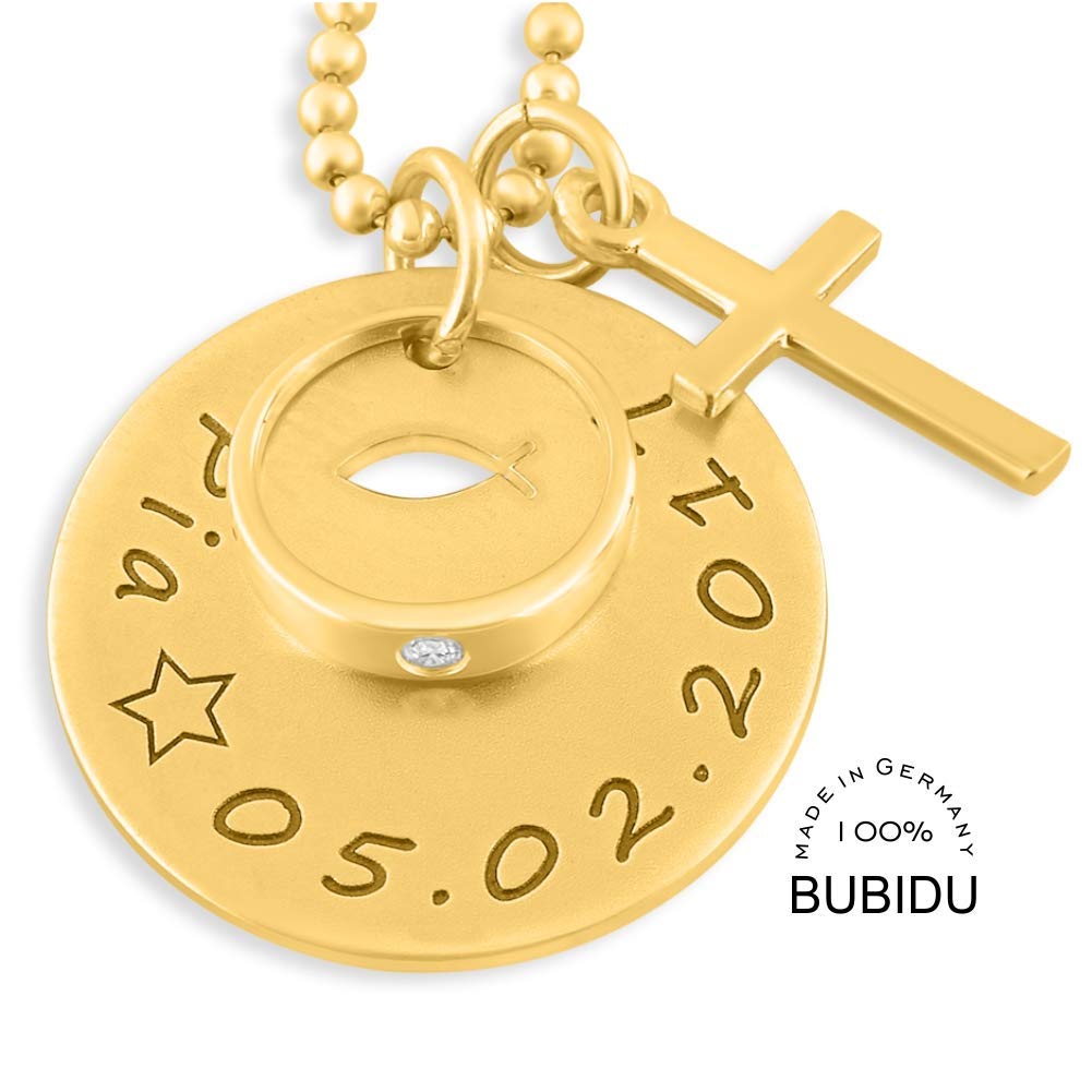Taufkette Gold 925 Silber Gravur Tauffisch Namenskette Taufe Taufring Taufschmuck Geschenk Mädchen Silberschmuck Kommunionkette mit Namen | HANDMADE IN GERMANY
