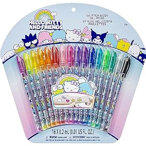 Hello Kitty and Friends 16 Piece Glitter Pen Body Art Set, Glittery and Bright Colors, Ages 3 by Townley Girl