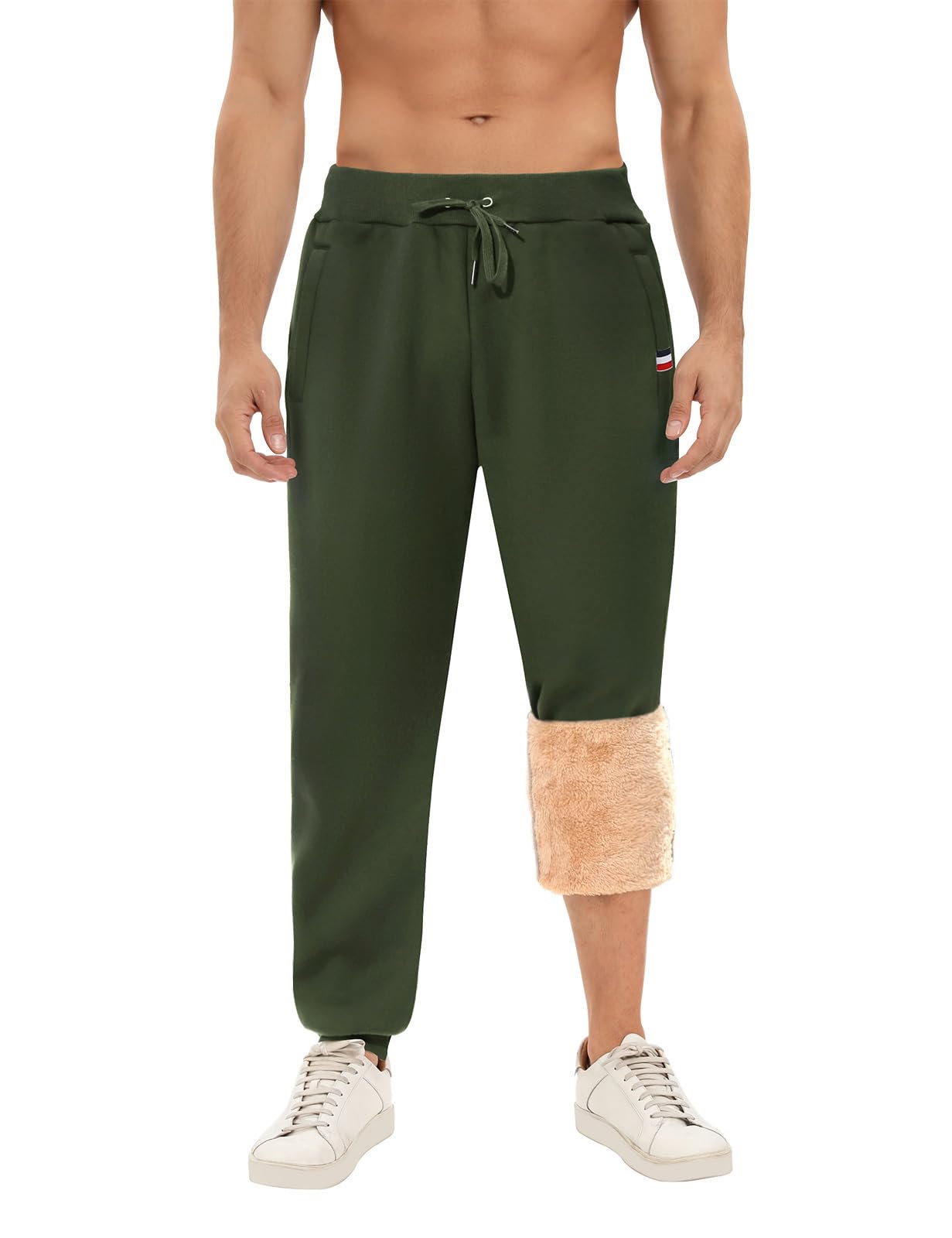 Voqeen Pantaloni Jogging Uomo Pantaloni da Jogger in Pile Sportivi Uomo Pantaloni Casual con Tasche Elastico Vita Coulisse e Tasches Sportswear Pantaloni de Tuta Pile Uomo