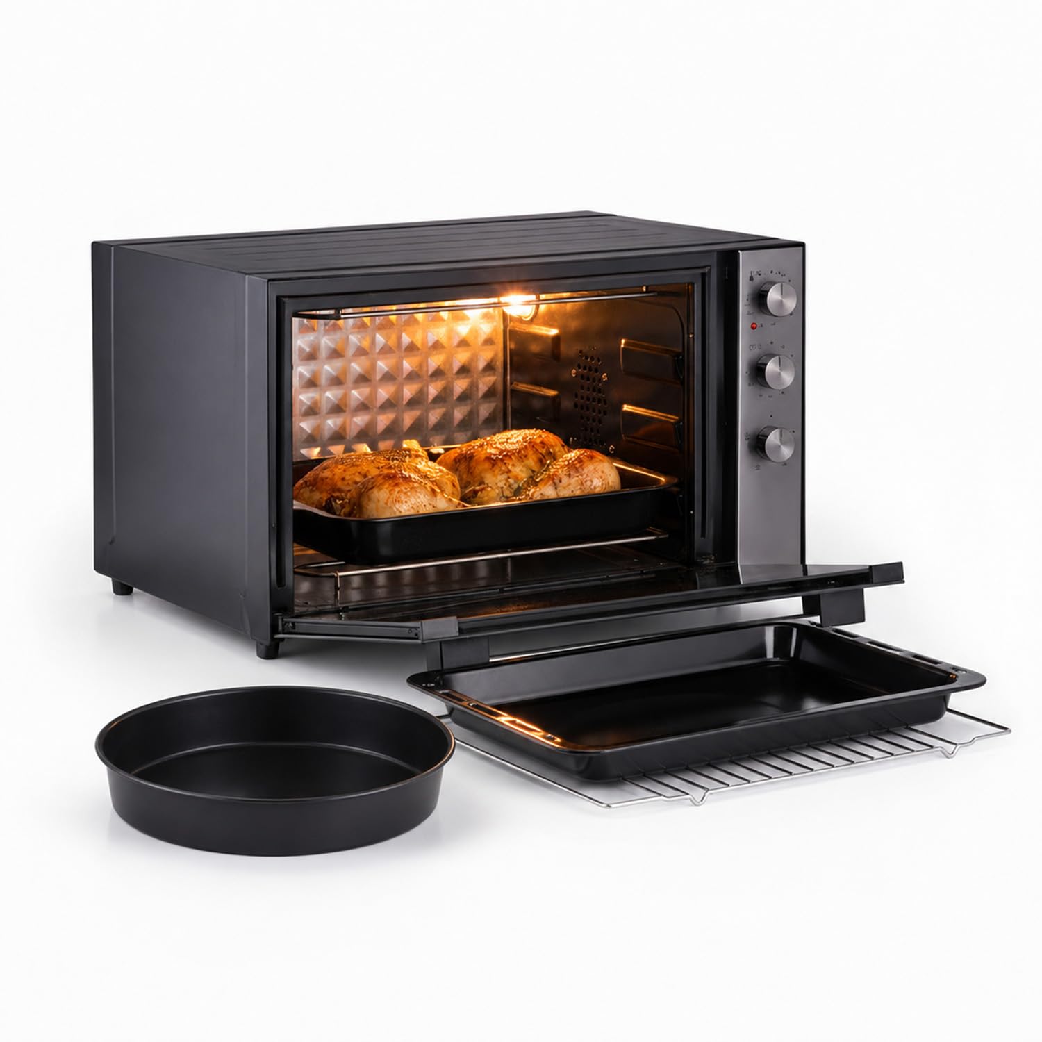 Forno Elettrico Ventilato XXL 70L 2500W con Doppia Resistenza, Timer, Cottura Combinata fino a 230°C