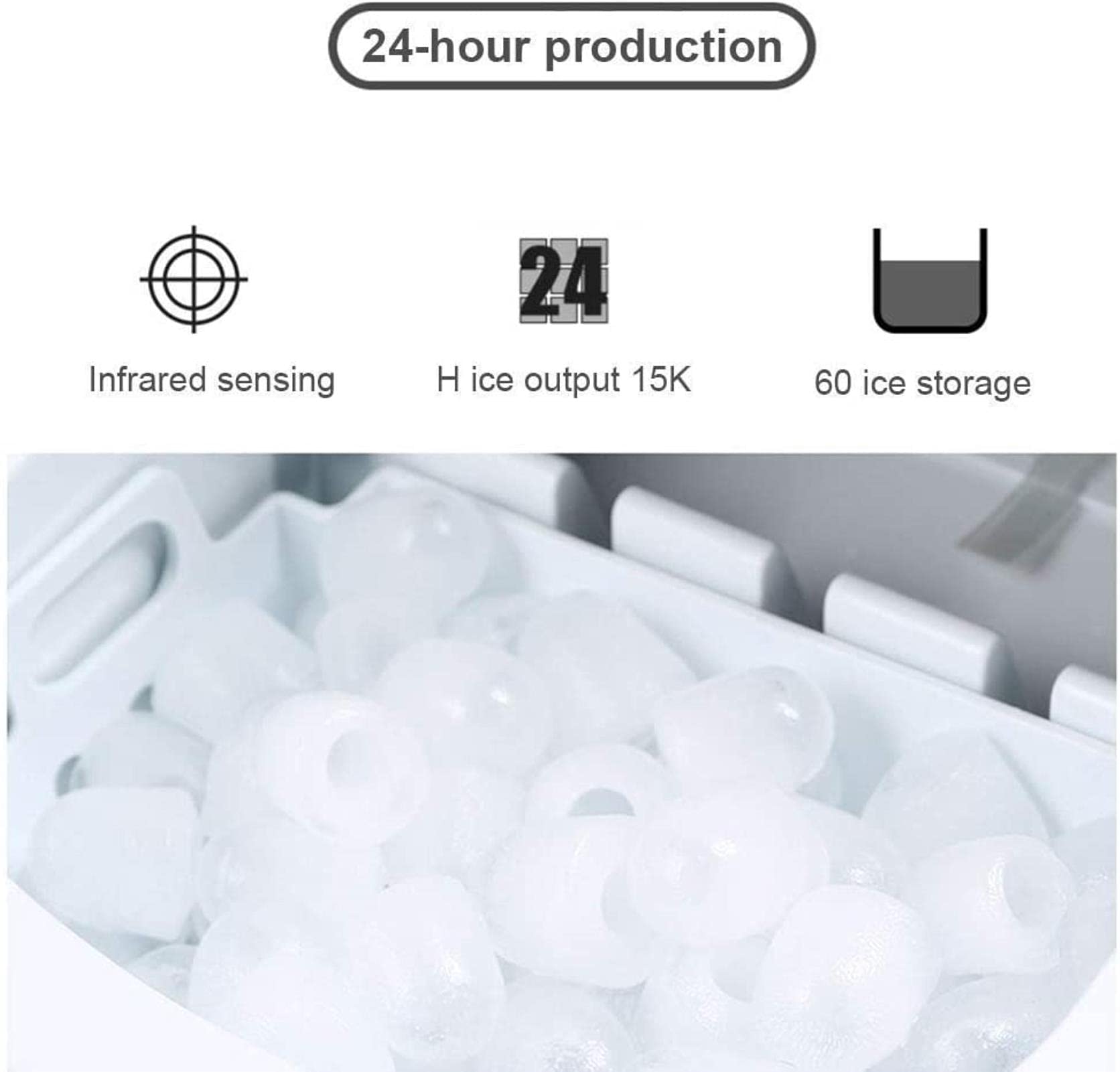 Countertop Water Dispenser Kitchen Portable Ice Machine 15kg/24 H With Basket & Ice Scoop Quick Ice Making on Fridge.com - View 4