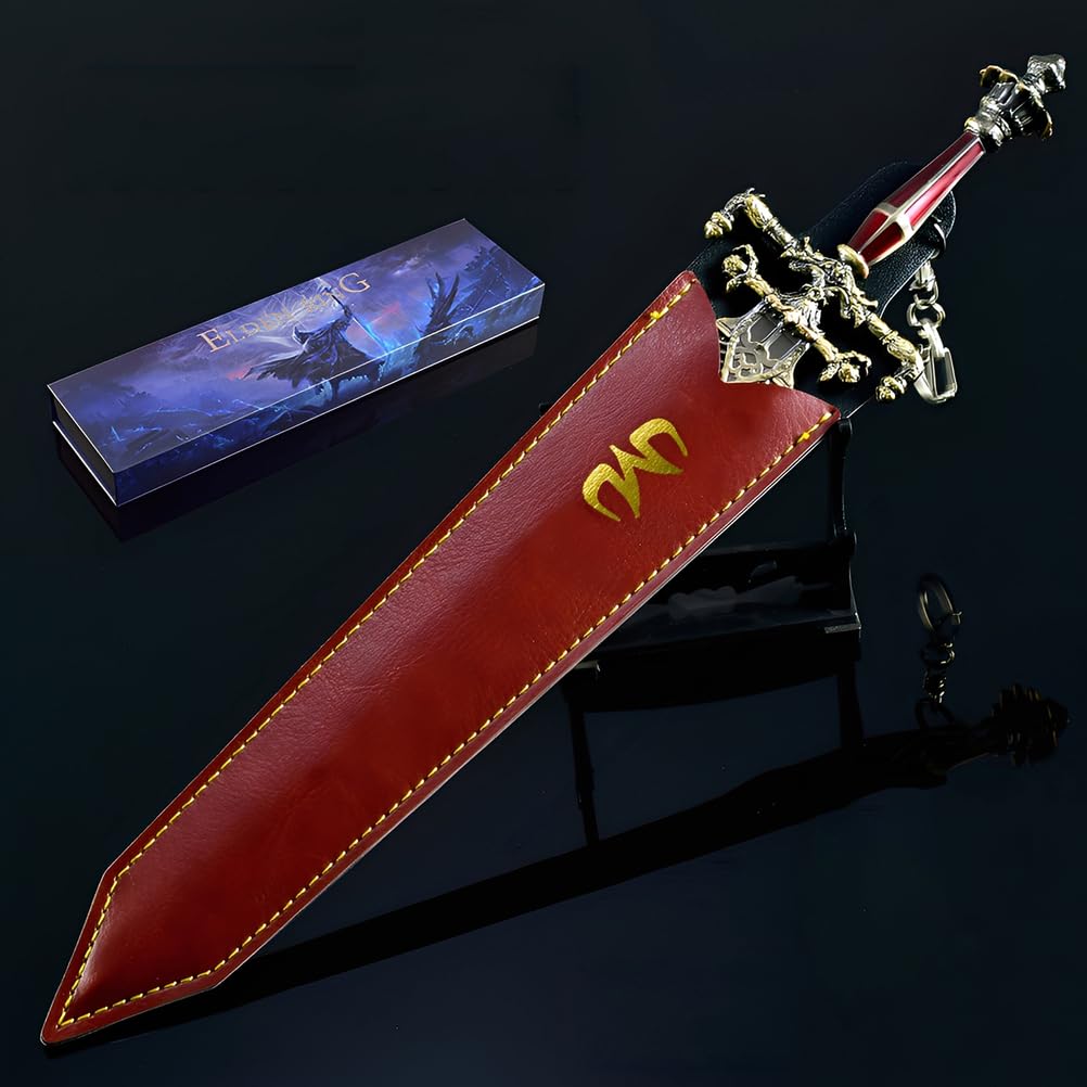 Elden Ring Espada de la Noche y la Llama Réplica 30 cm Modelo de Metal Completo con Soporte, Decoración de Escritorio, Coleccionable Gaming y Regalo para Fans