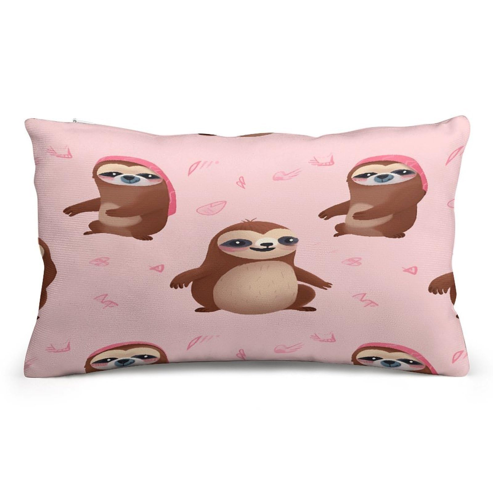 Wsoihfec Style Sloth-Pink Throw Pillow Covers Decorative, Pillow Cases Soft Plush, Modern Farmhouse Boho Cushion Cover For Bed Couch Sofa Living Room Spring Decor8 X12
