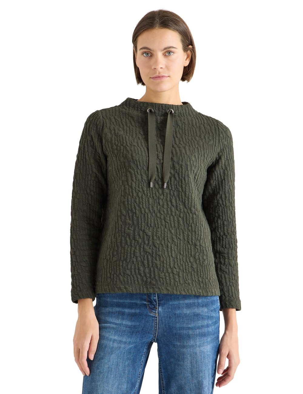Damen Jacquard Funnel Neck Shirt