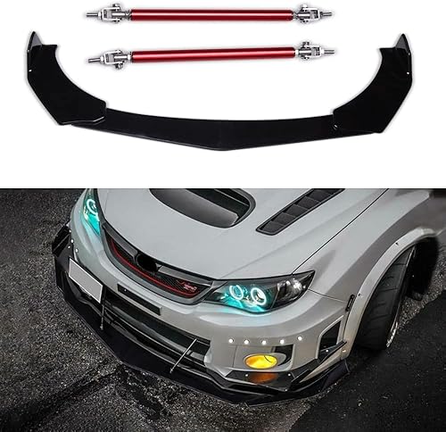 DREAMIZER Alerón Universal para Labio de Parachoques Delantero con Varilla de Puntal Alerón Ala Kit de Carrocería Ancha Alerón con Varillas