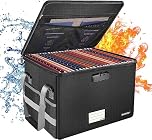 ENGPOW Fireproof Document Box,File Storage Box with Lock 39.5x34x25.5cm Collapsible File Organizer Filing Storage Box with Lid Portable Home Office Safe Box for Hanging Letter/Legal Folder (Only Box)