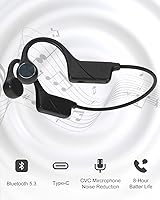 Vista 2 de MONODEAL Auriculares de conducción ósea Bluetooth Auriculares inalámbricos IPX5 impermeables con micrófono Auriculares deportivos de larga duración