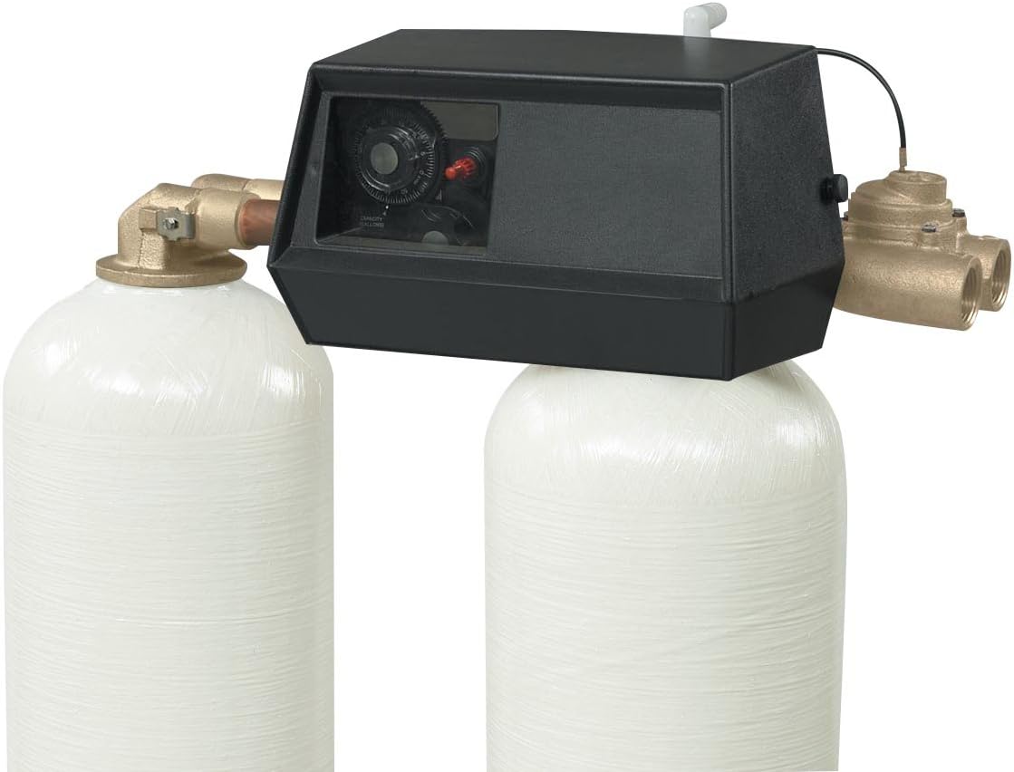 Twin tank metered water softener with 3/4" Fleck 9000SXT control